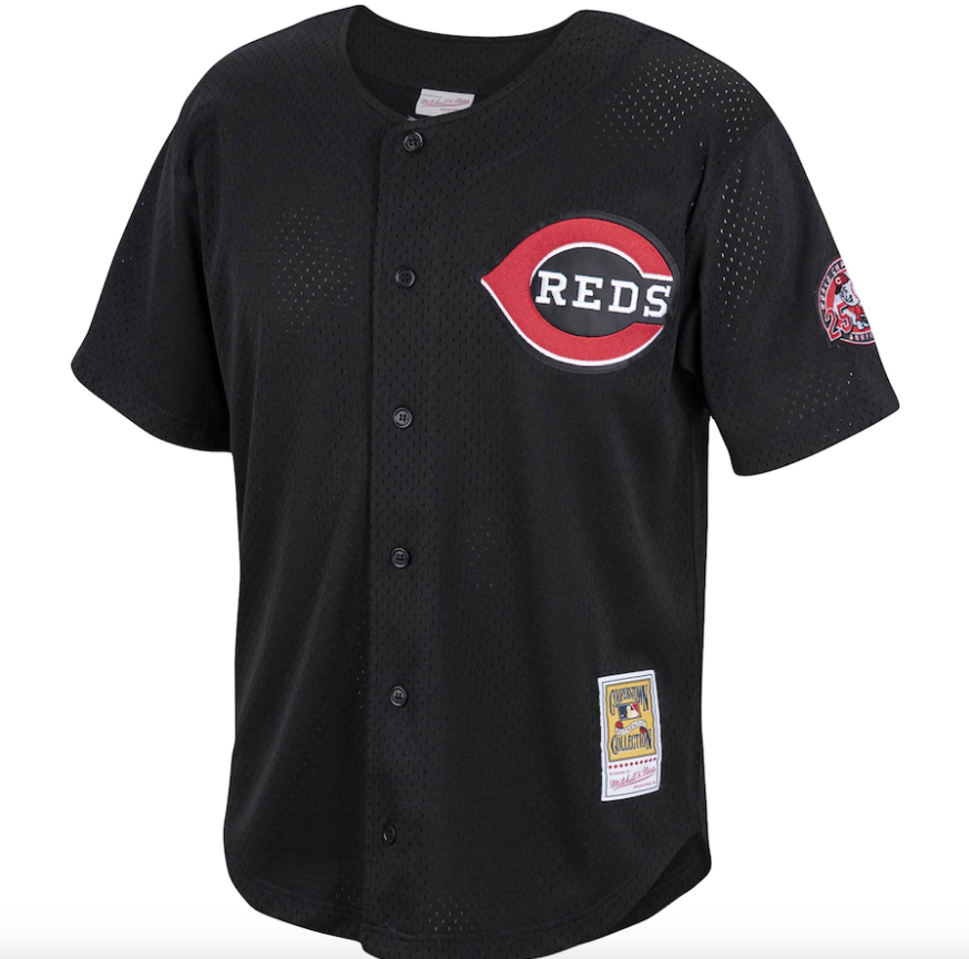 Men s Cincinnati Reds Ken Griffey Jr Mitchell And Ness Black Cooperstown Collection Batting Practice Jersey Official Team Jersey Sports Fan Apparel
