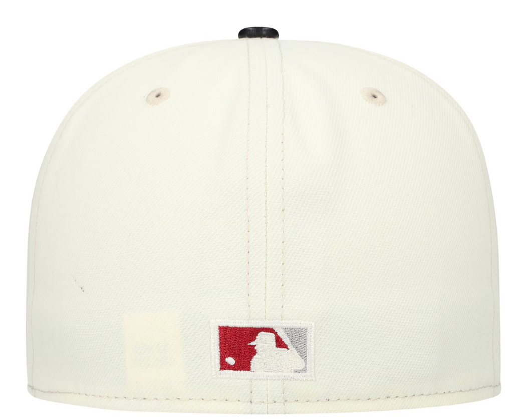 Philadelphia Phillies Cooperstown Collection Cream Black Leather Visor New Era 59FIFTY Fitted Hat Official Team Hat Sports Fan Cap Official MLB Team