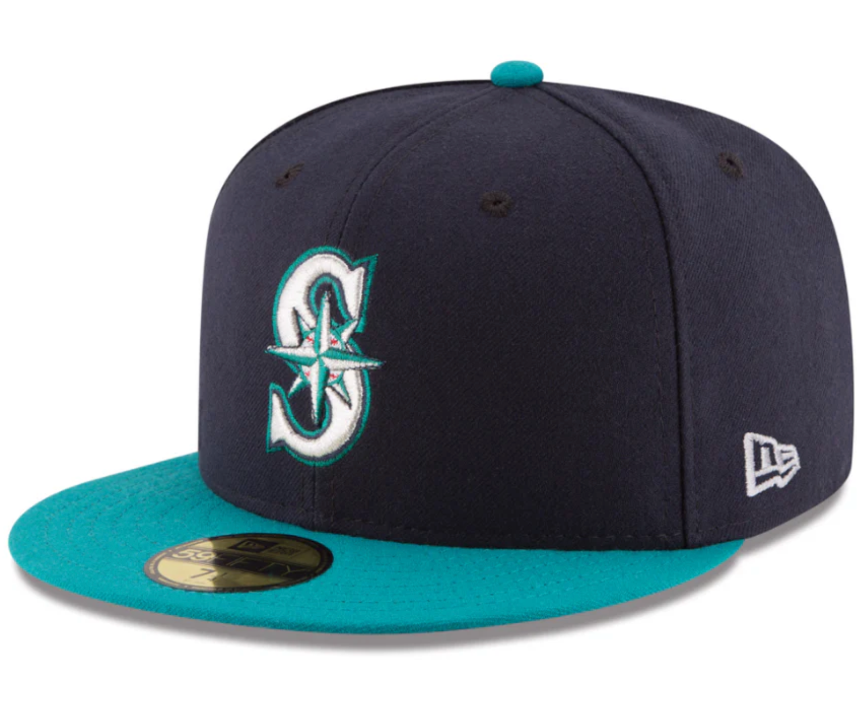 Men s Seattle Mariners New Era Navy Aqua Alternate Authentic Collection On Field 59FIFTY Fitted Hat Official Team Hat Sports Fan Cap Official MLB