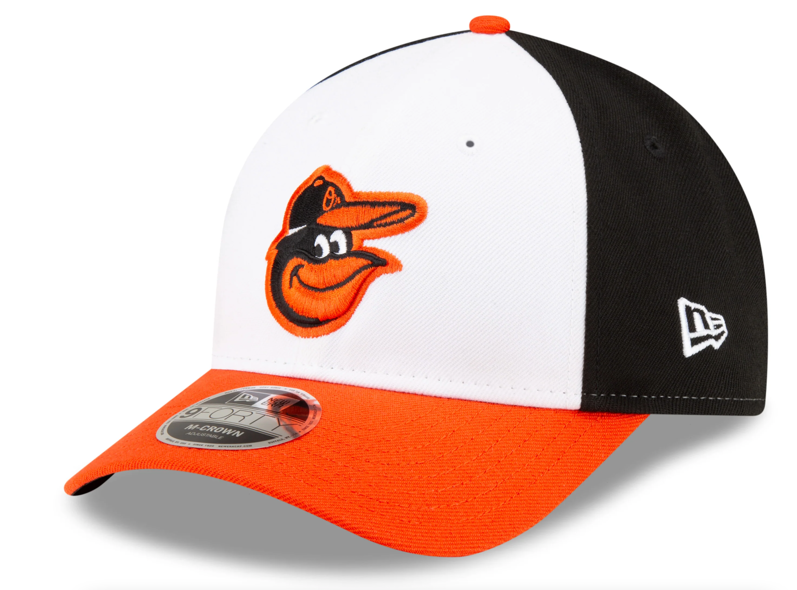 Baltimore Orioles White Orange Black New Era Player Replica M-Crown 9FORTY Adjustable Hat Official Team Hat Sports Fan Cap Official MLB Team Hat