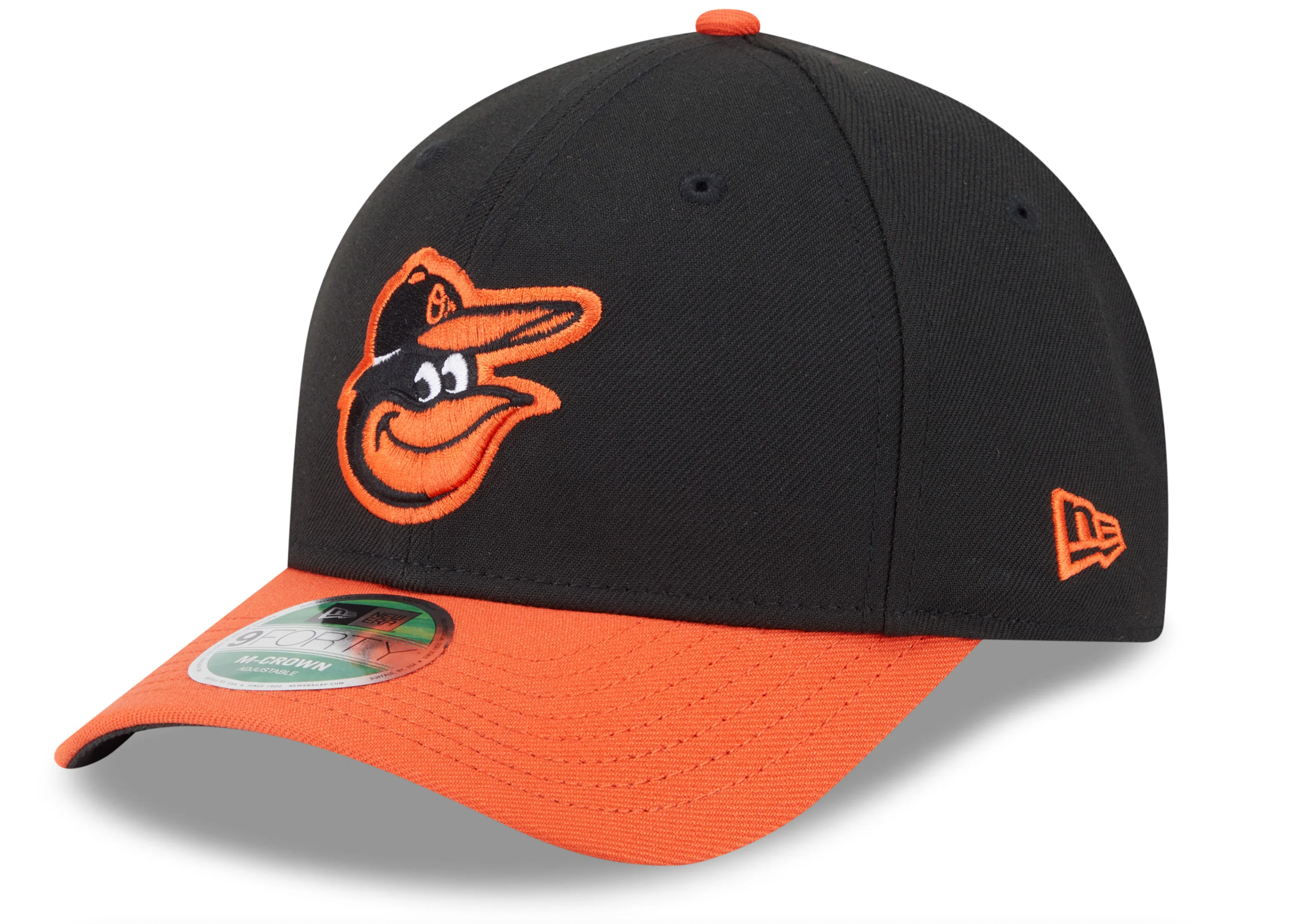 Baltimore Orioles Black Orange Road New Era Player Replica M-Crown 9FORTY Adjustable Hat Official Team Hat Sports Fan Cap Official MLB Team Hat