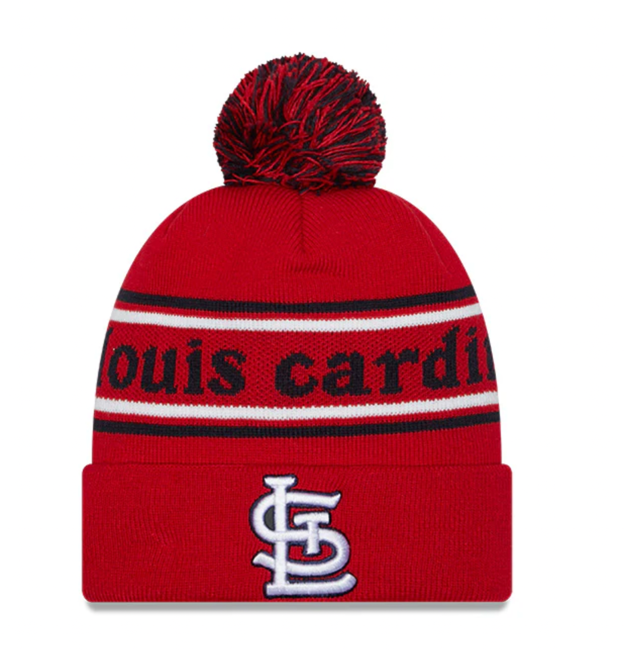St Louis Cardinals New Era Marquee Cuffed Knit Hat with Pom Official Team Hat Sports Fan Cap Official MLB Team Hat Baseball Fan Cap
