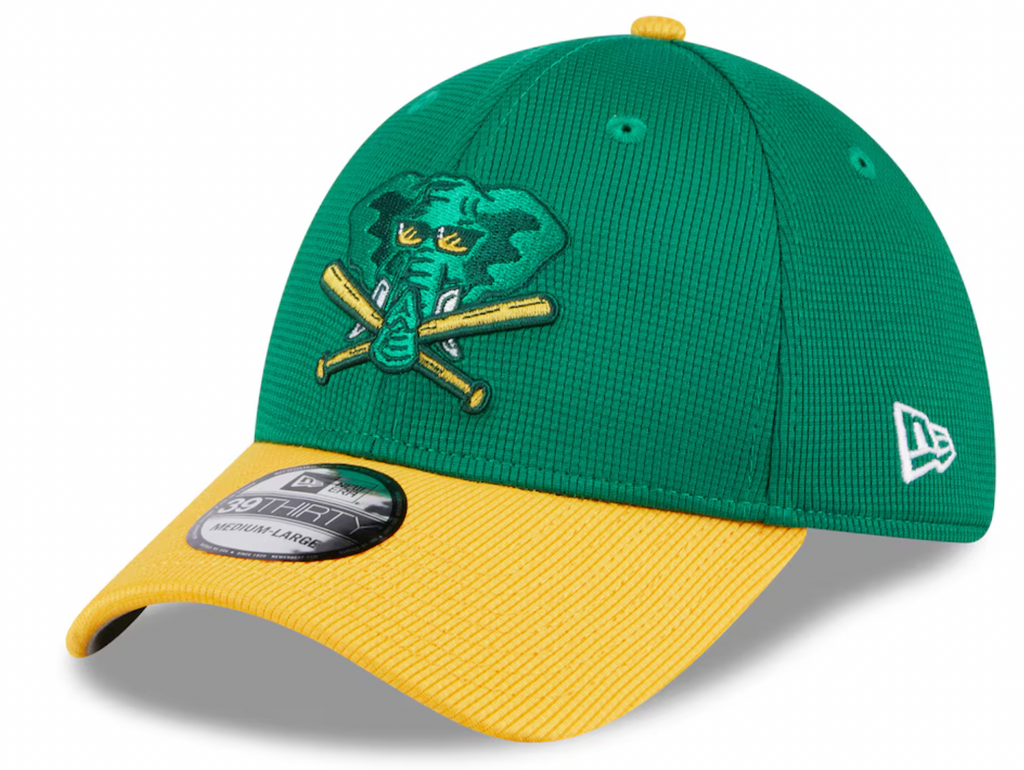 Men s Oakland Athletics New Era 2024 Batting Practice Green Yellow 39THIRTY Flex-Fit Hat Official Team Hat Sports Fan Cap Official MLB Team Hat