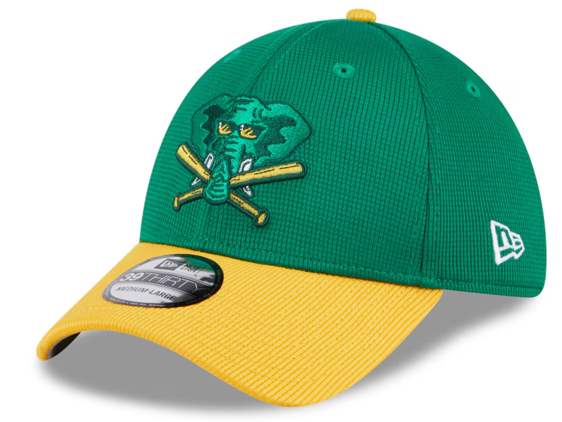 Men s Oakland Athletics New Era 2024 Batting Practice Green Yellow 39THIRTY Flex-Fit Hat Official Team Hat Sports Fan Cap Official MLB Team Hat
