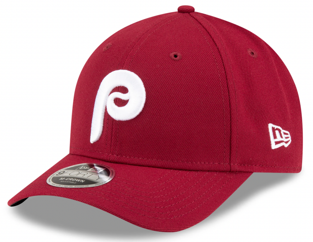 Philadelphia Phillies Crimson Alternate New Era Player Replica M-Crown 9FORTY Adjustable Hat Official Team Hat Sports Fan Cap Official MLB Team Hat