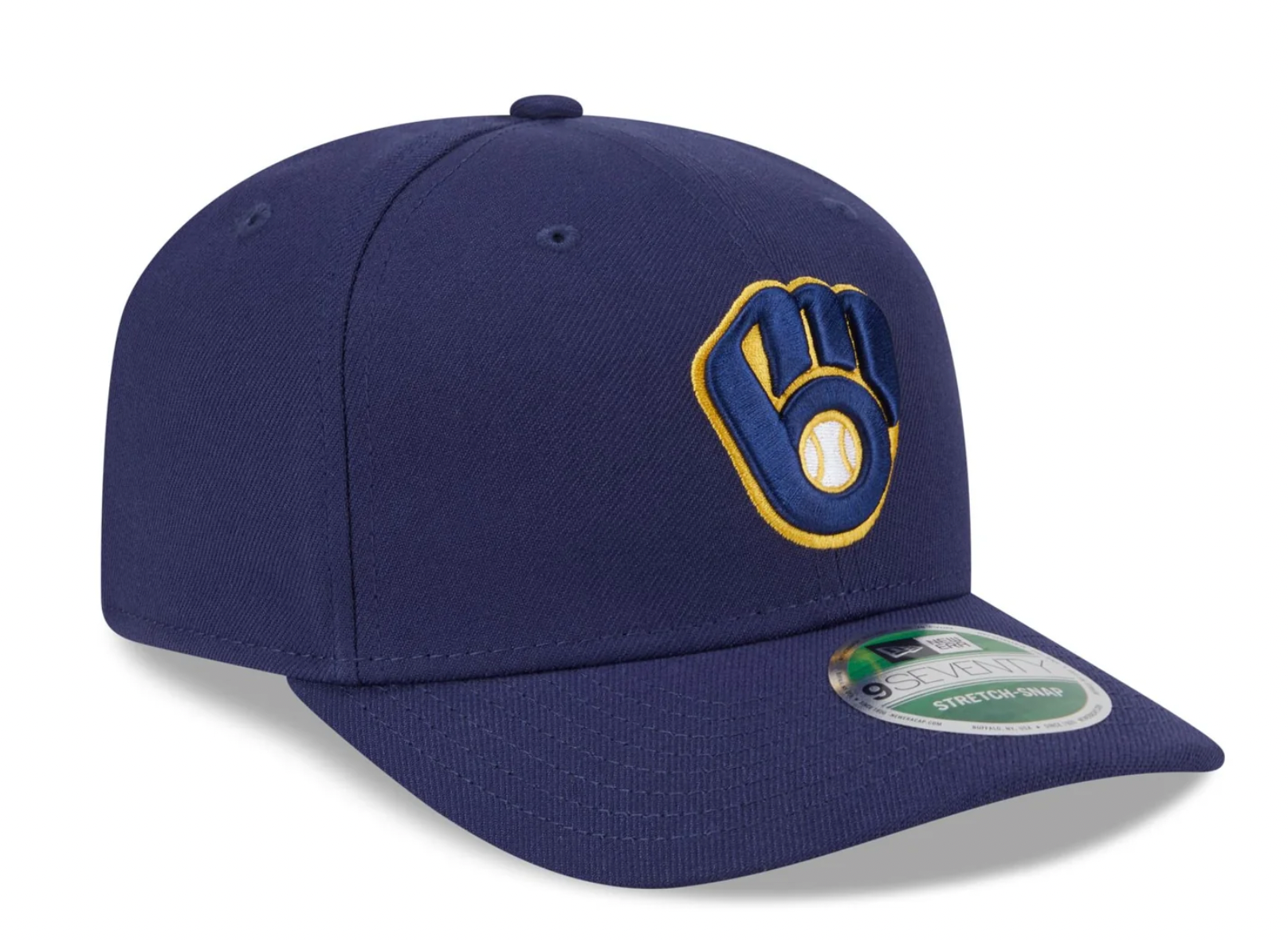 Milwaukee Brewers Navy New Era Player Replica 9SEVENTY Stretch Snap Adjustable Hat Official Team Hat Sports Fan Cap Official MLB Team Hat Baseball