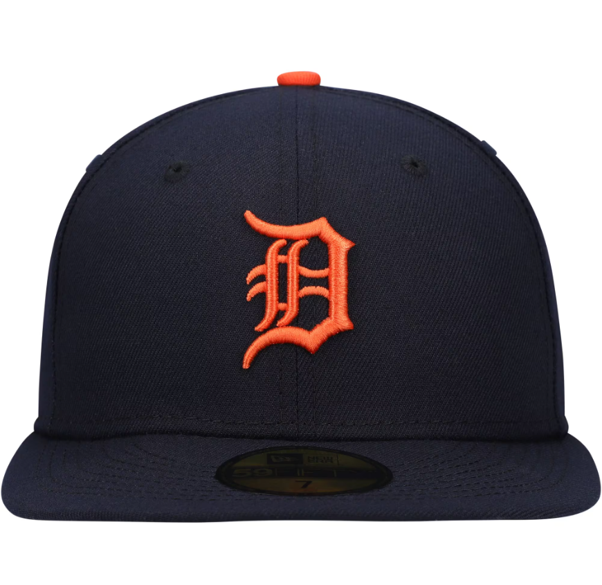 Men s Detroit Tigers New Era Navy Road Authentic Collection On-Field Logo 59FIFTY Fitted Hat Official Team Hat Sports Fan Cap Official MLB Team Hat