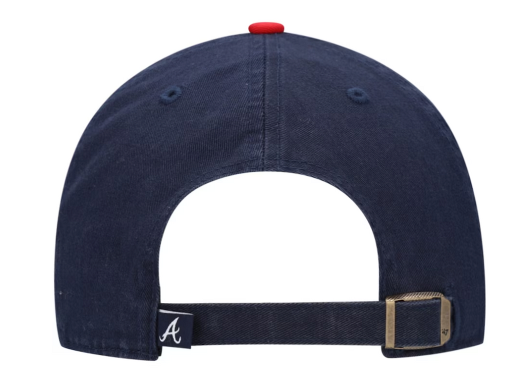 Men s Atlanta Braves Navy Red Clean Up Adjustable Hat By 47 Brand Official Team Hat Sports Fan Cap Official MLB Team Hat Baseball Fan Cap