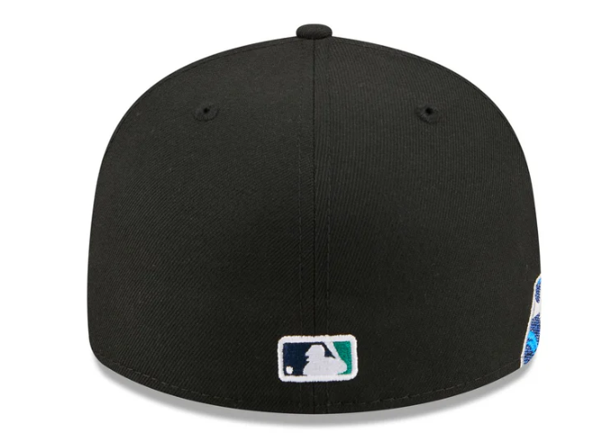Seattle Mariners MLB Waves 59FIFTY Fitted New Era Black White Official Team Hat Sports Fan Cap Official MLB Team Hat Baseball Fan Cap