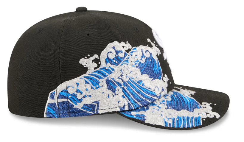 Chicago White Sox MLB Waves 59FIFTY Fitted New Era Black White Official Team Hat Sports Fan Cap Official MLB Team Hat Baseball Fan Cap