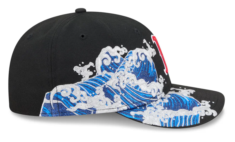 Boston Redsox MLB Waves 59FIFTY Fitted New Era Black White Official Team Hat Sports Fan Cap Official MLB Team Hat Baseball Fan Cap