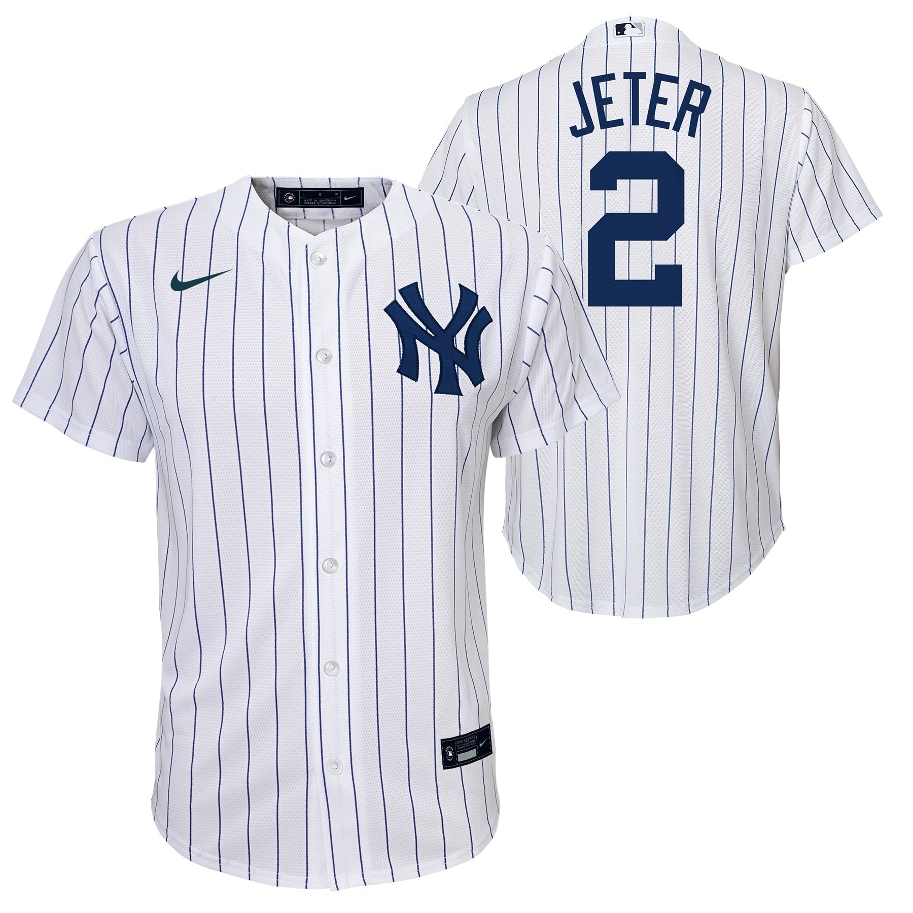 Youth Derek Jeter New York Yankees White Home Game Replica Player Jersey Official Team Jersey Sports Fan Apparel Official MLB Team Jersey Baseball