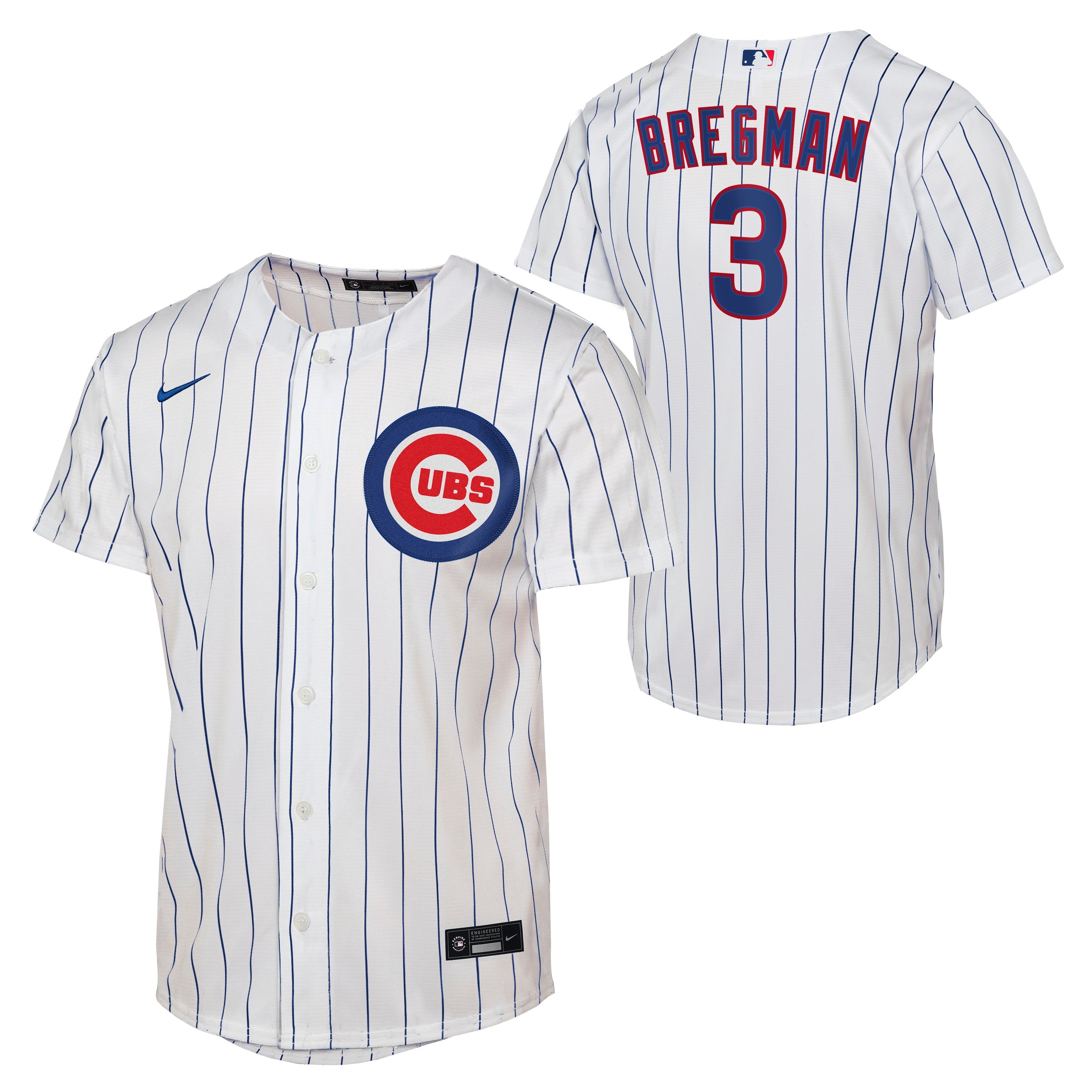 Youth Chicago Cubs Alex Bregman White Home Baseline Replica Jersey Official Team Jersey Sports Fan Apparel Official MLB Team Jersey Baseball Fan