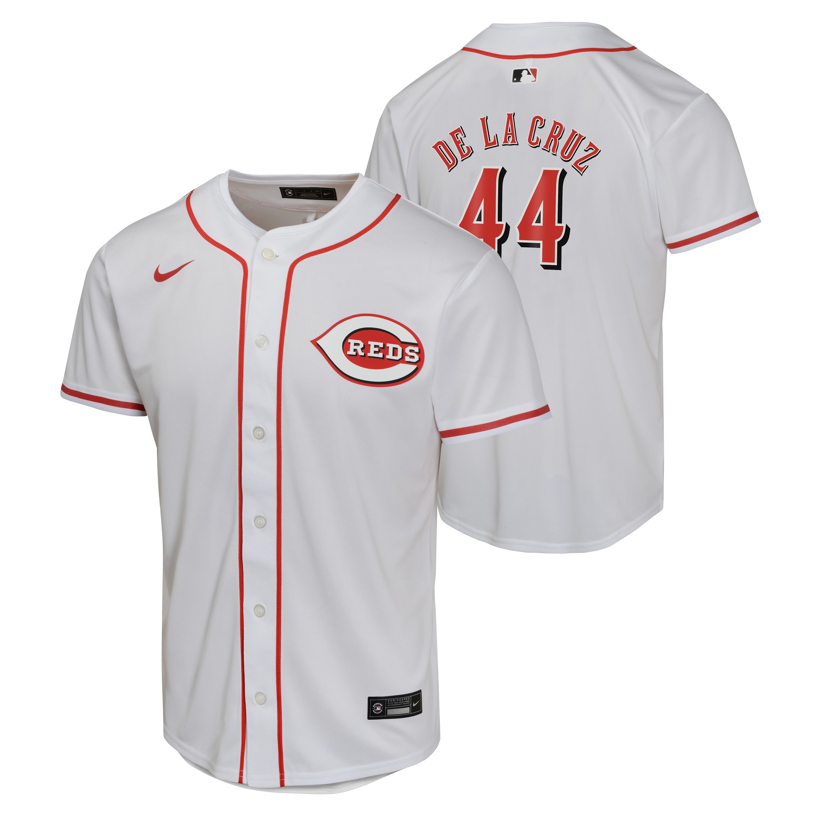 Youth Elly De La Cruz Cincinnati Reds NIKE White Home Game Replica Jersey Official Team Jersey Sports Fan Apparel Official MLB Team Jersey Baseball