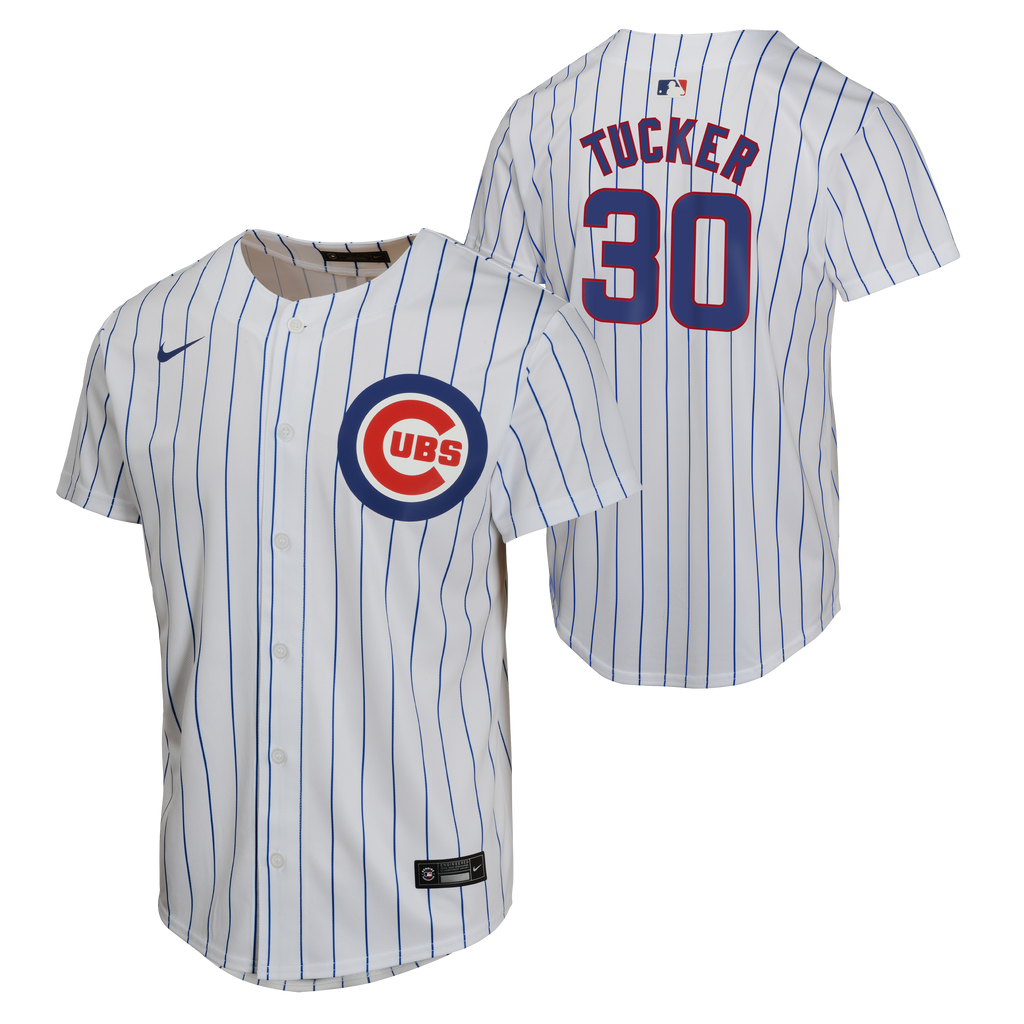 NIKE Youth Kyle Tucker Chicago Cubs White Home Replica Sublimated Twill Jersey Official Team Jersey Sports Fan Apparel Official MLB Team Jersey