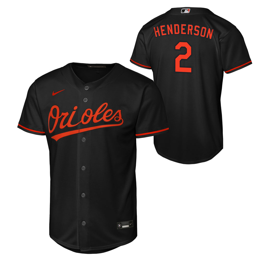 NIKE Youth Baltimore Orioles Gunnar Henderson Black Alternate Replica Jersey Official Team Jersey Sports Fan Apparel Official MLB Team Jersey