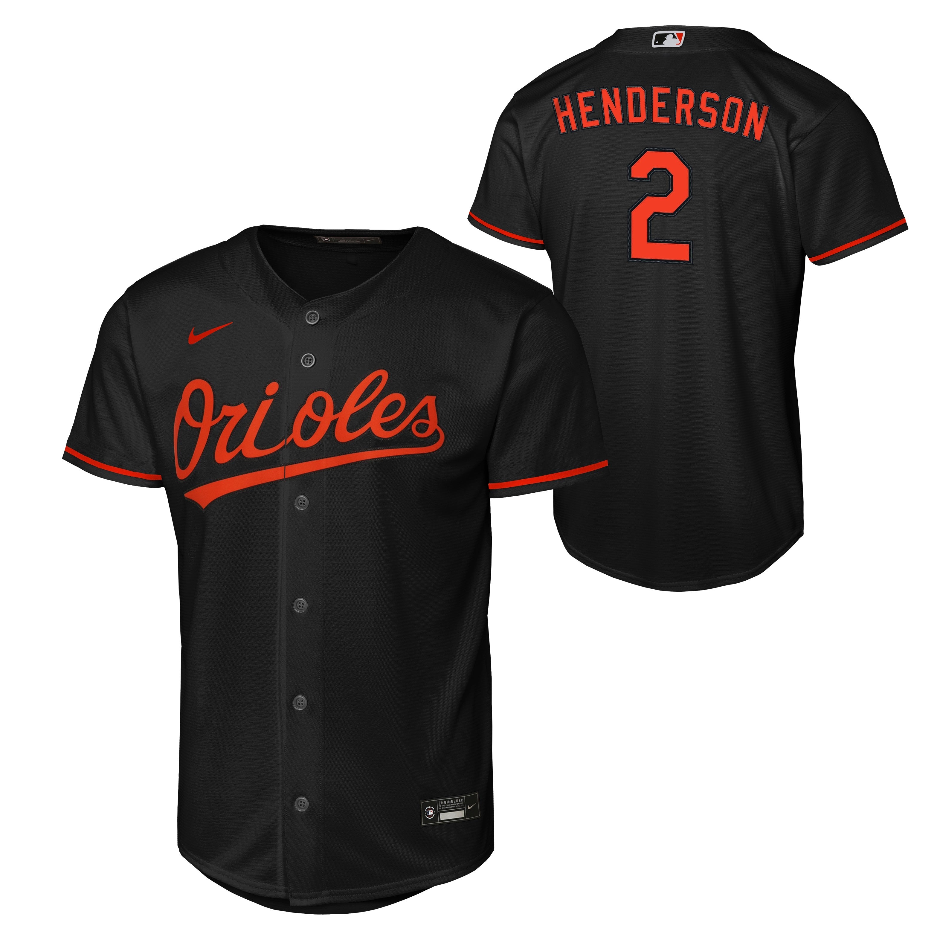 NIKE Youth Baltimore Orioles Gunnar Henderson Black Alternate Replica Jersey Official Team Jersey Sports Fan Apparel Official MLB Team Jersey