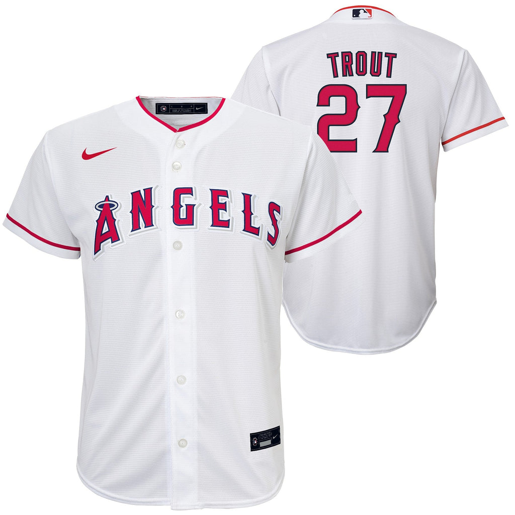 Youth Los Angeles Angels Mike Trout Nike White Home Replica Player Jersey Official Team Jersey Sports Fan Apparel Official MLB Team Jersey Baseball