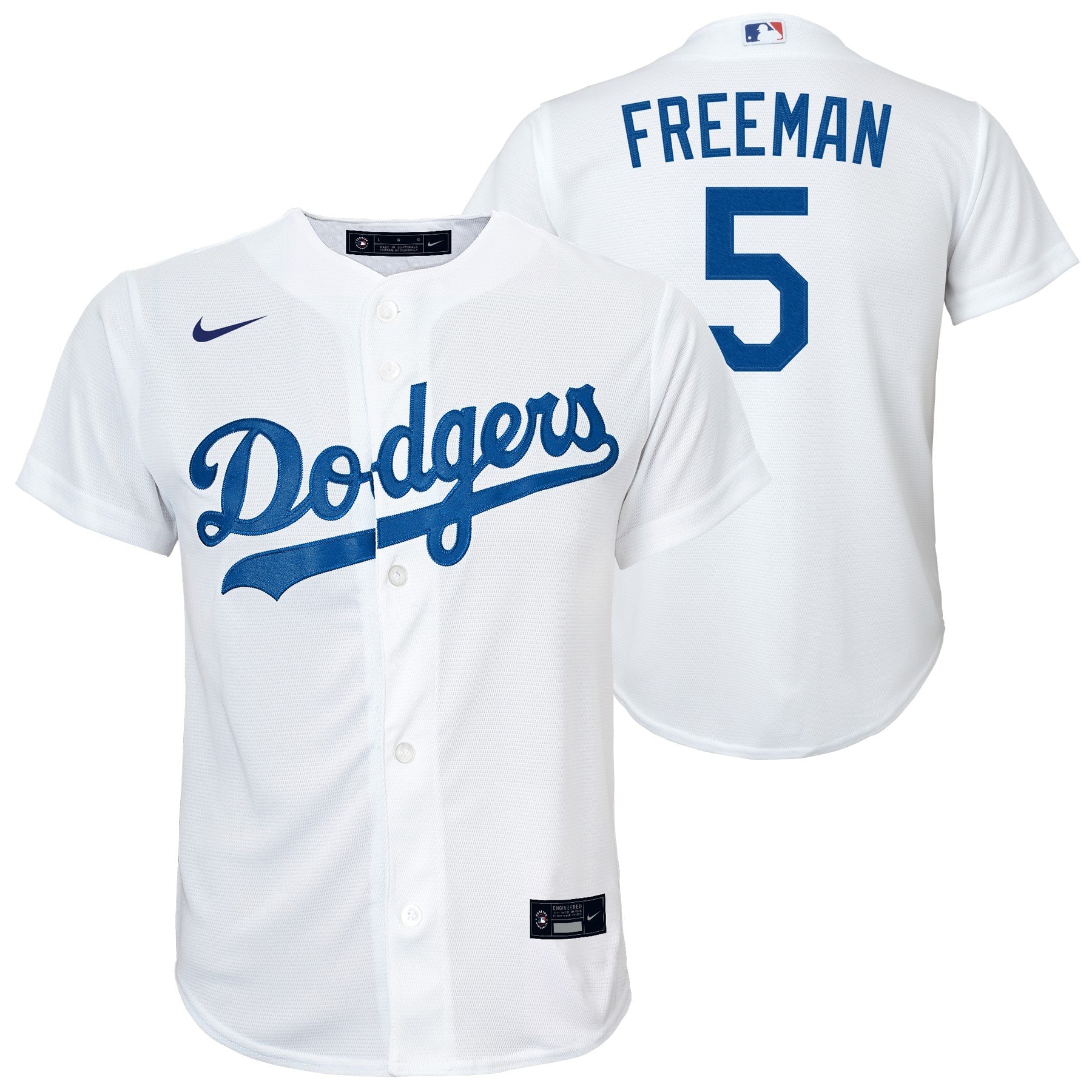 Youth Freddie Freeman Los Angeles Dodgers White Home Replica Player Jersey Official Team Jersey Sports Fan Apparel Official MLB Team Jersey Baseball