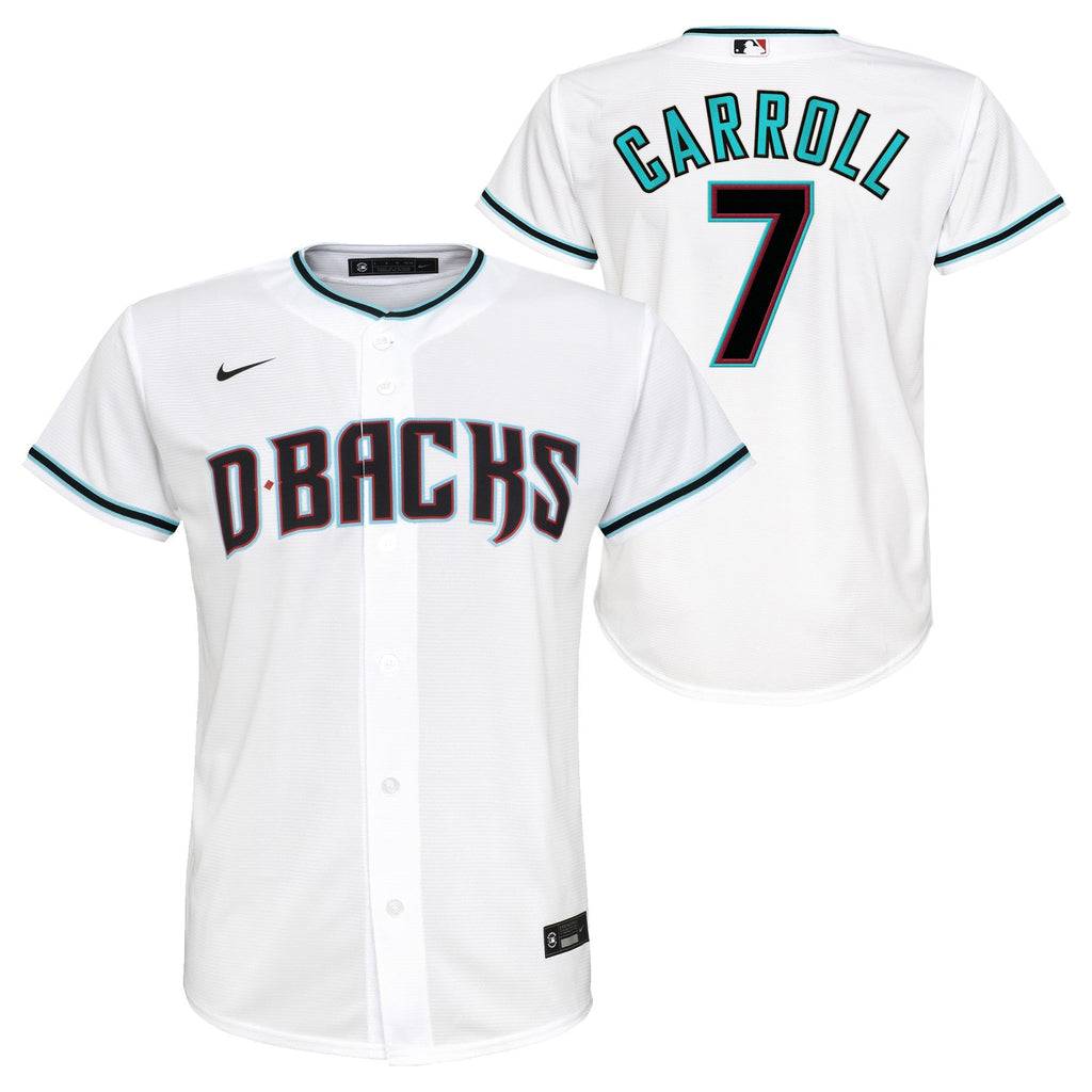 Youth Corbin Carroll Arizona Diamondbacks White Home Replica NIKE Screen Print Jersey Official Team Jersey Sports Fan Apparel Official MLB Team