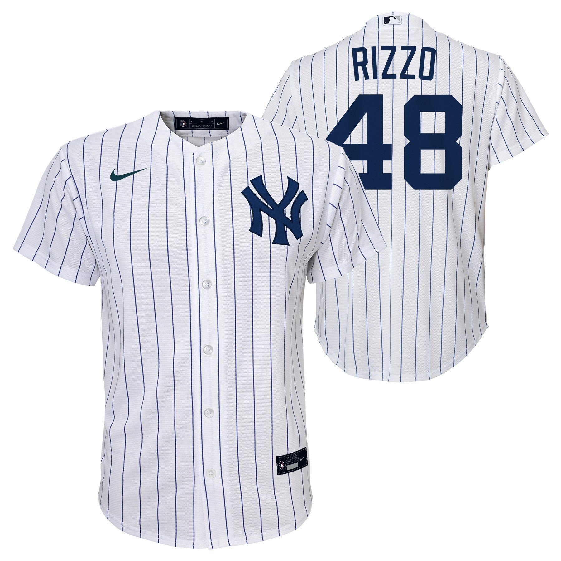 Youth Anthony Rizzo New York Yankees White Home Screen Print Game Replica Jersey Official Team Jersey Sports Fan Apparel Official MLB Team Jersey