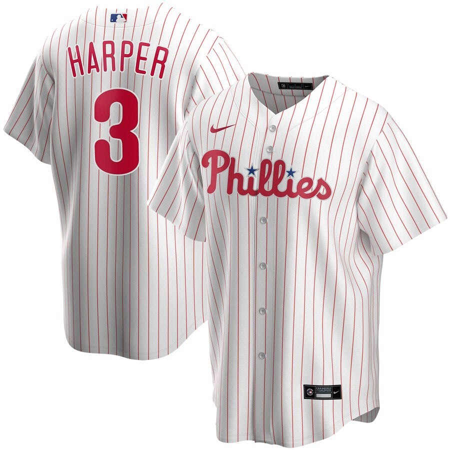 Men s Philadelphia Phillies Bryce Harper Nike White Home Replica Player Jersey Official Team Jersey Sports Fan Apparel Official MLB Team Jersey