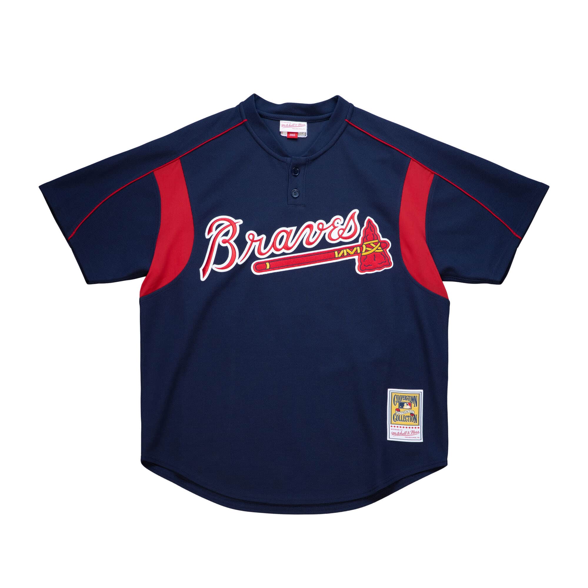 Men s Atlanta Braves John Smoltz 2003 Mitchell And Ness Navy Cooperstown Batting Practice Jersey Official Team Jersey Sports Fan Apparel Official MLB