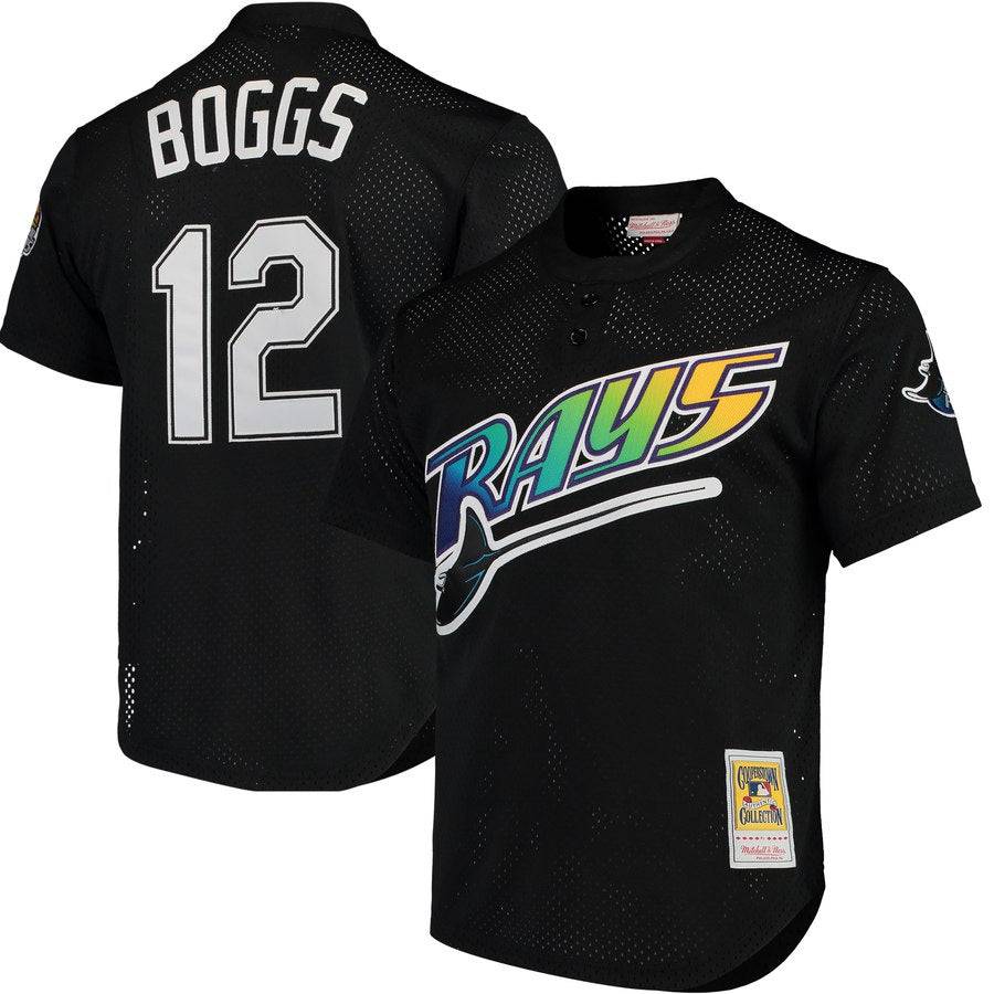 Men s Tampa Bay Devil Rays Wade Boggs Mitchell And Ness Black Cooperstown 1998 Mesh Batting Practice Jersey Official Team Jersey Sports Fan Apparel