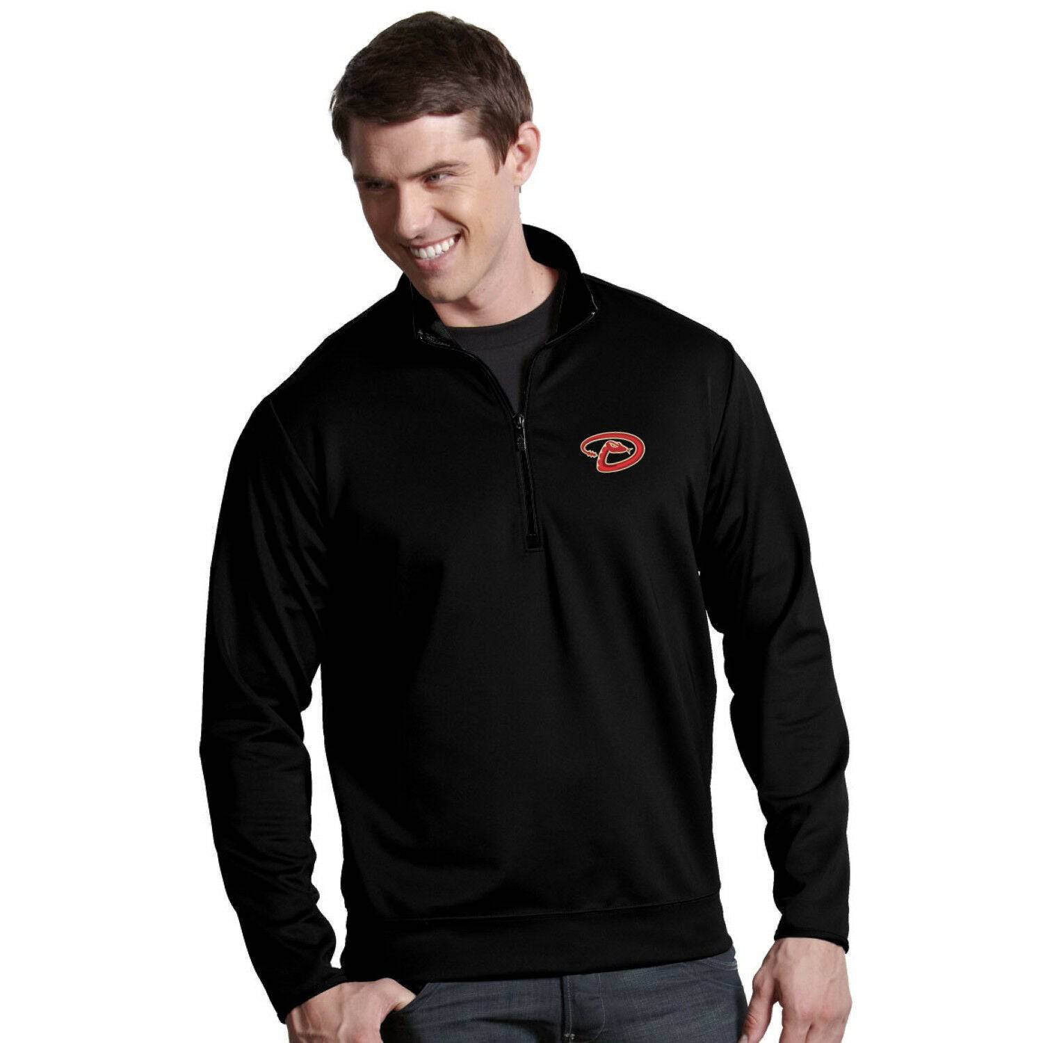 Antigua Men s Arizona Diamondbacks Leader Black Quarter-Zip Pullover Official Sports Fan Gear Popular Style Baseball Fan Gear