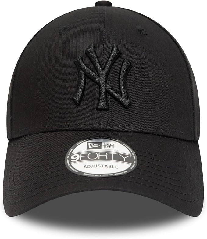 New York Yankees MLB League Essential 9FORTY Strapback New Era Black Black Official Team Hat Sports Fan Cap Official MLB Team Hat Baseball Fan Cap
