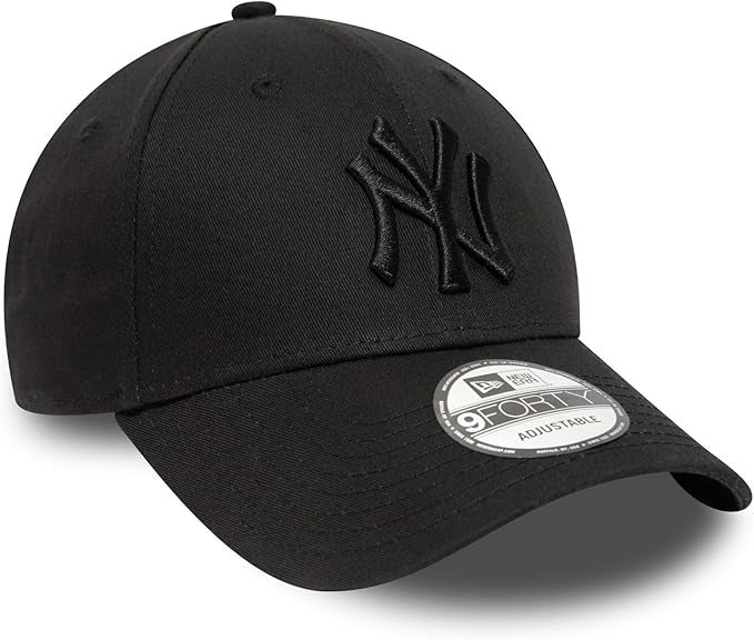 New York Yankees MLB League Essential 9FORTY Strapback New Era Black Black Official Team Hat Sports Fan Cap Official MLB Team Hat Baseball Fan Cap