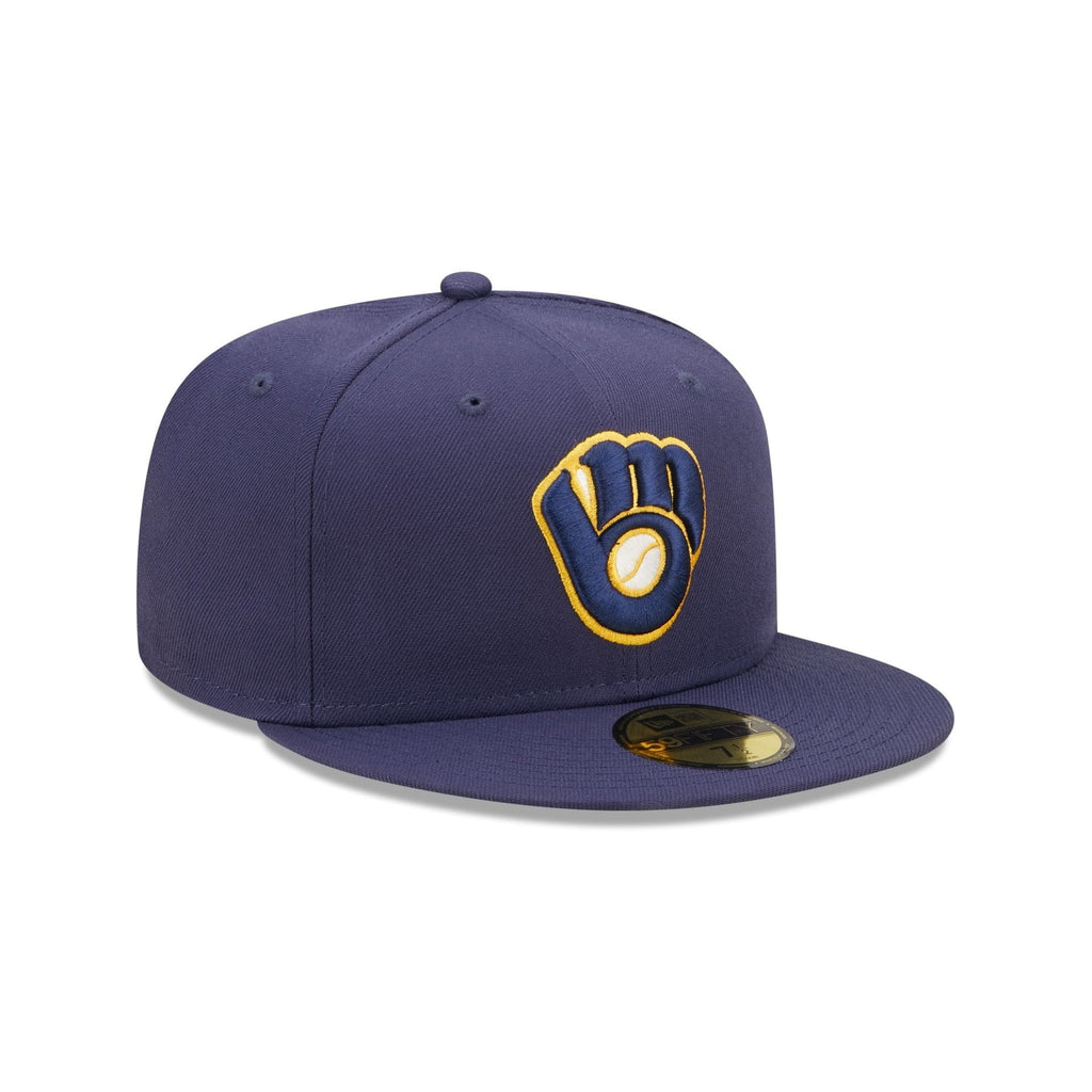 Milwaukee Brewers MLB AC Perf 59FIFTY Fitted New Era Blue Official Team Hat Sports Fan Cap Official MLB Team Hat Baseball Fan Cap
