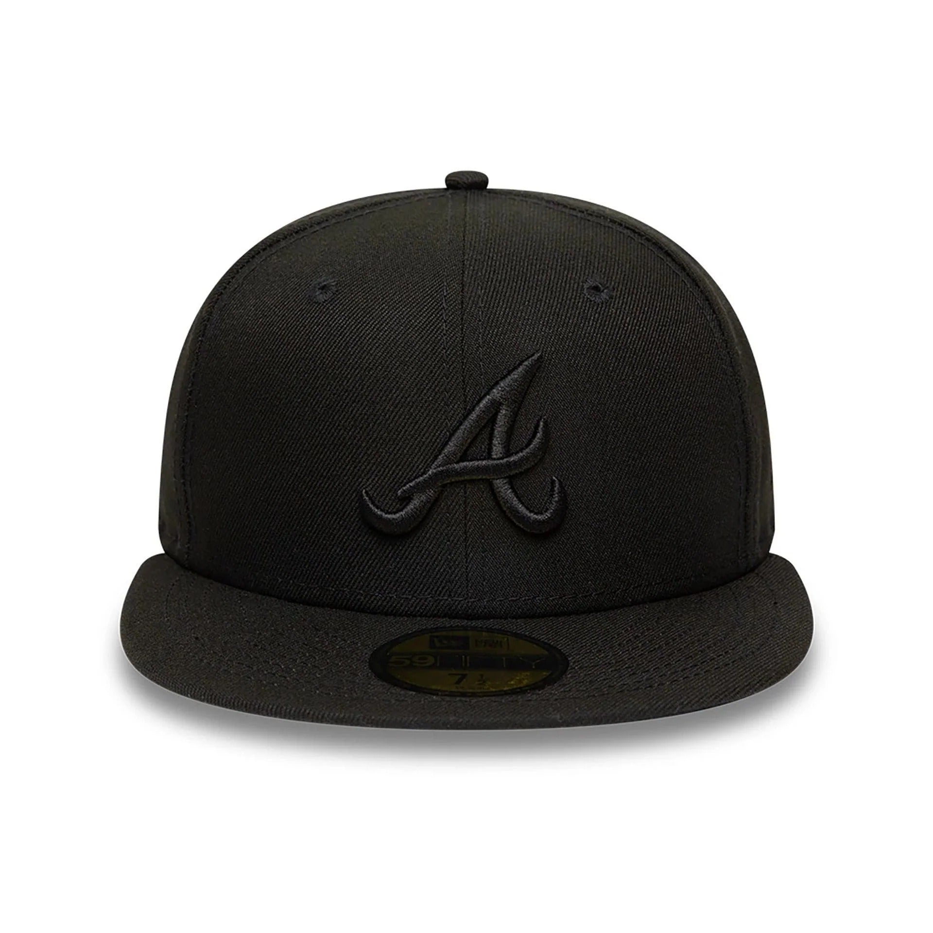 Atlanta Braves MLB League Essential 59FIFTY Fitted New Era Black Black Official Team Hat Sports Fan Cap Official MLB Team Hat Baseball Fan Cap