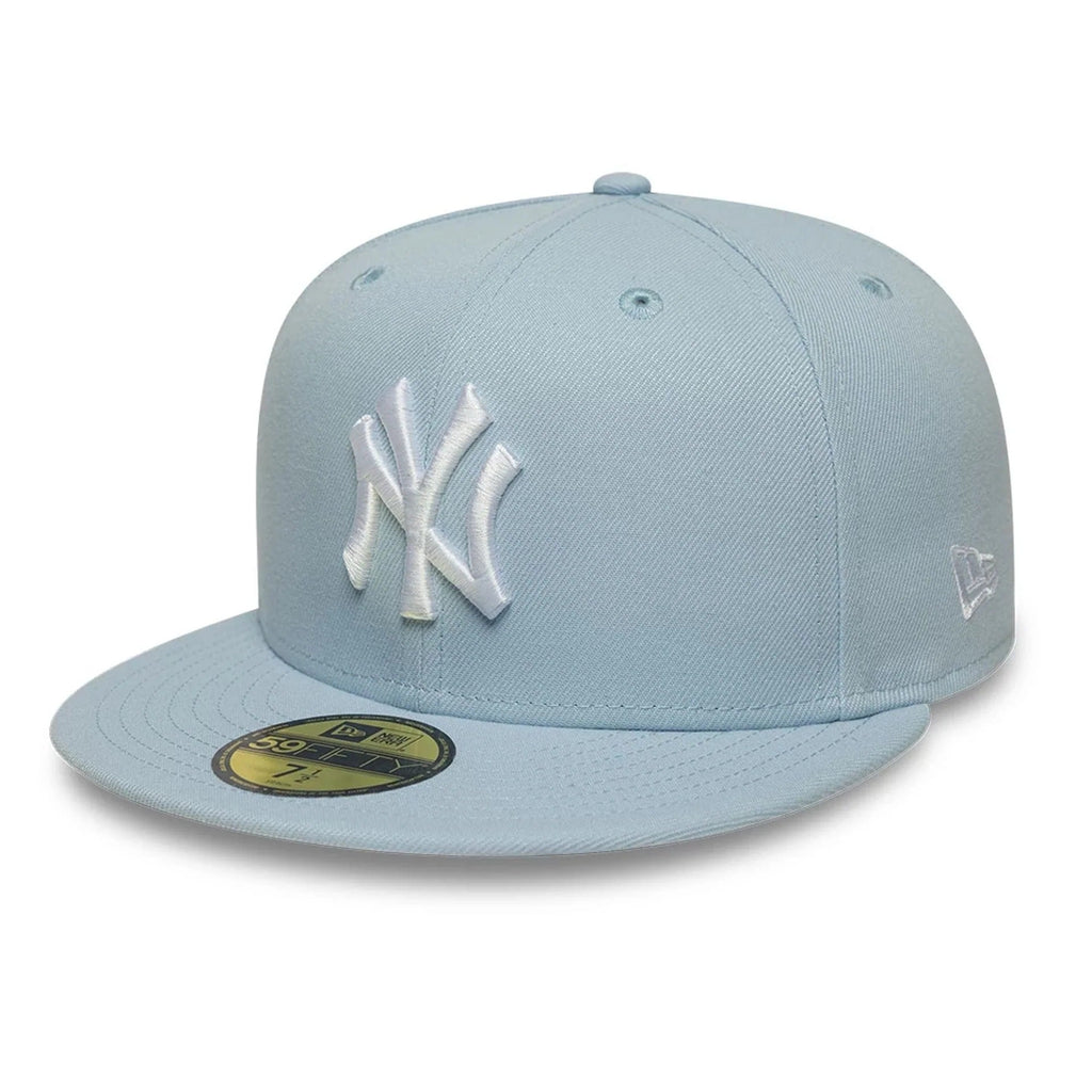 New York Yankees MLB League Essential 59FIFTY Fitted Cap New Era Light Blue Official Team Hat Sports Fan Cap Official MLB Team Hat Baseball Fan Cap