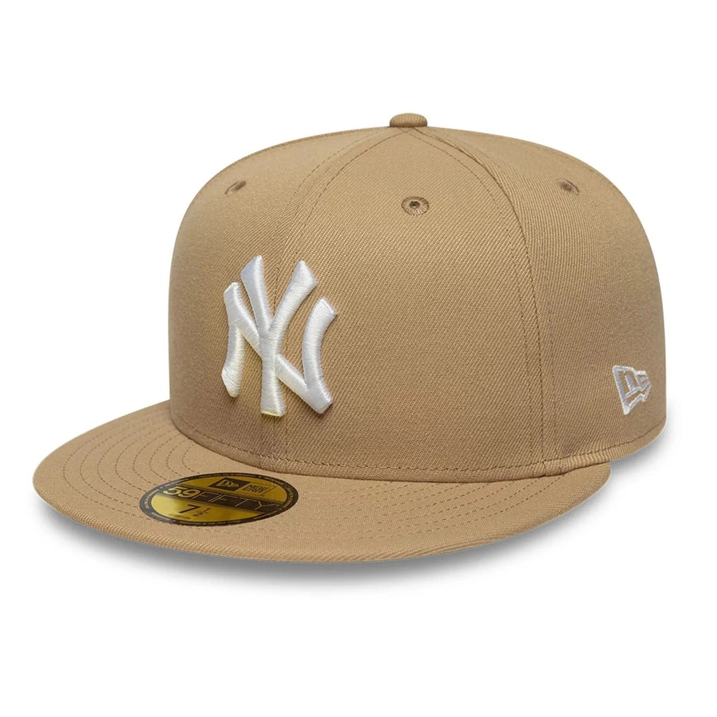 New York Yankees MLB League Essential 59FIFTY Fitted Cap New Era Beige White Official Team Hat Sports Fan Cap Official MLB Team Hat Baseball Fan Cap