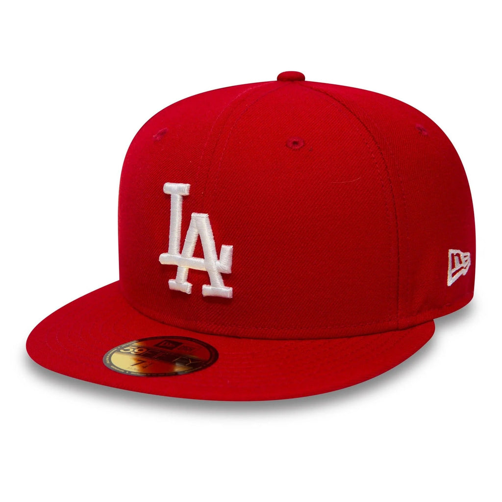 Los Angeles Dodgers MLB League Essential 59FIFTY Fitted New Era Red White Official Team Hat Sports Fan Cap Official MLB Team Hat Baseball Fan Cap