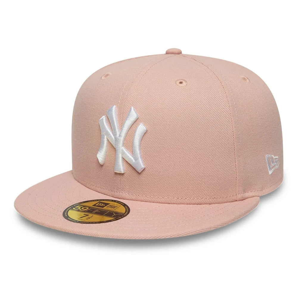 New York Yankees MLB League Essential 59FIFTY Fitted Cap New Era Pink White Official Team Hat Sports Fan Cap Official MLB Team Hat Baseball Fan Cap