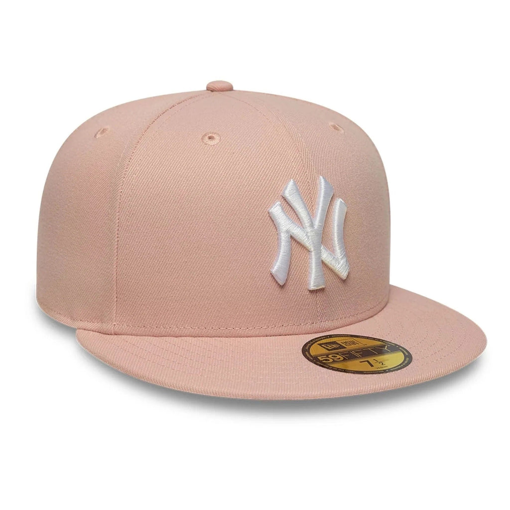 New York Yankees MLB League Essential 59FIFTY Fitted Cap New Era Pink White Official Team Hat Sports Fan Cap Official MLB Team Hat Baseball Fan Cap