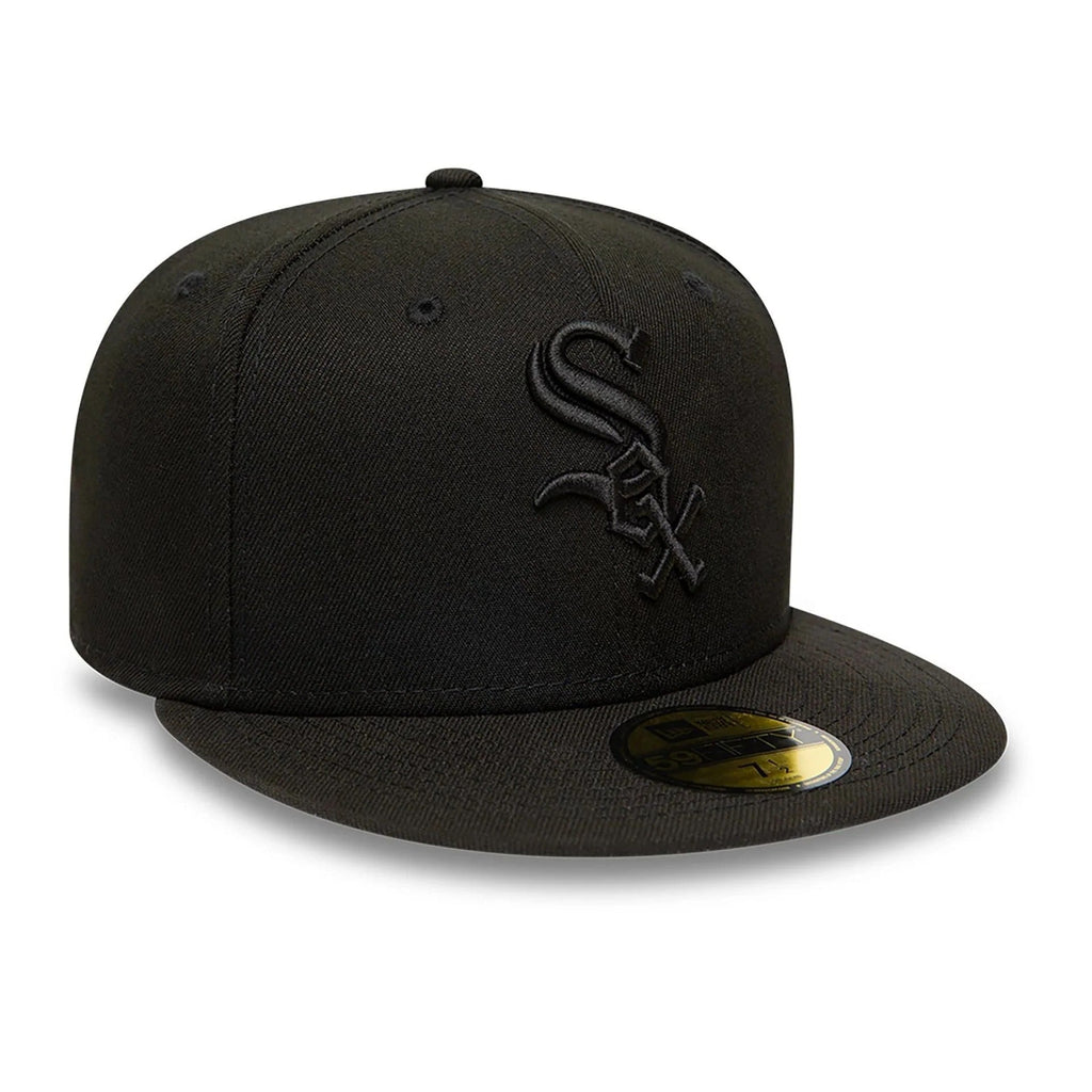 Chicago White Sox MLB League Essential 59FIFTY Fitted New Era Black Black Official Team Hat Sports Fan Cap Official MLB Team Hat Baseball Fan Cap