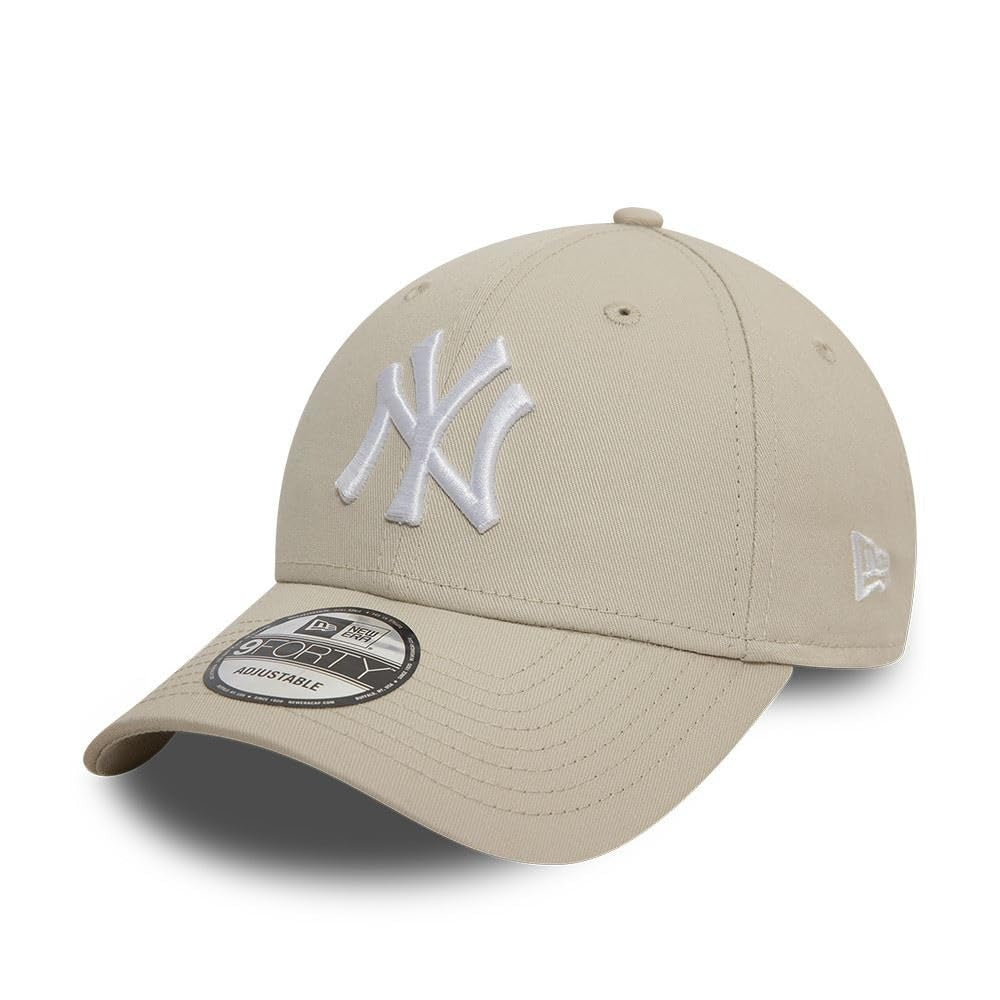 New York Yankees MLB League Essential 9FORTY Strapback New Era Stone White Official Team Hat Sports Fan Cap Official MLB Team Hat Baseball Fan Cap