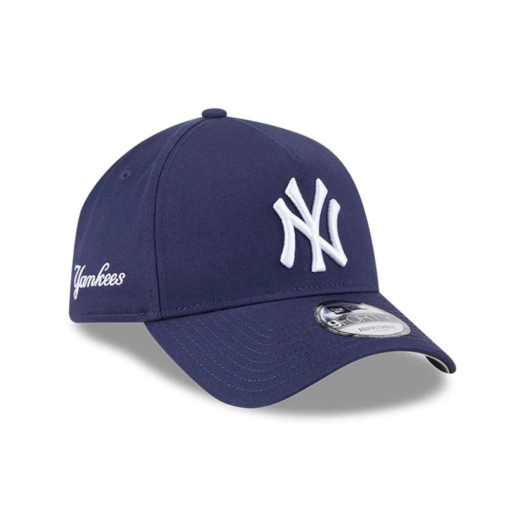 New York Yankees MLB Script A-Frame Snapback New Era Navy Official Sports Fan Gear Popular Style Baseball Fan Gear