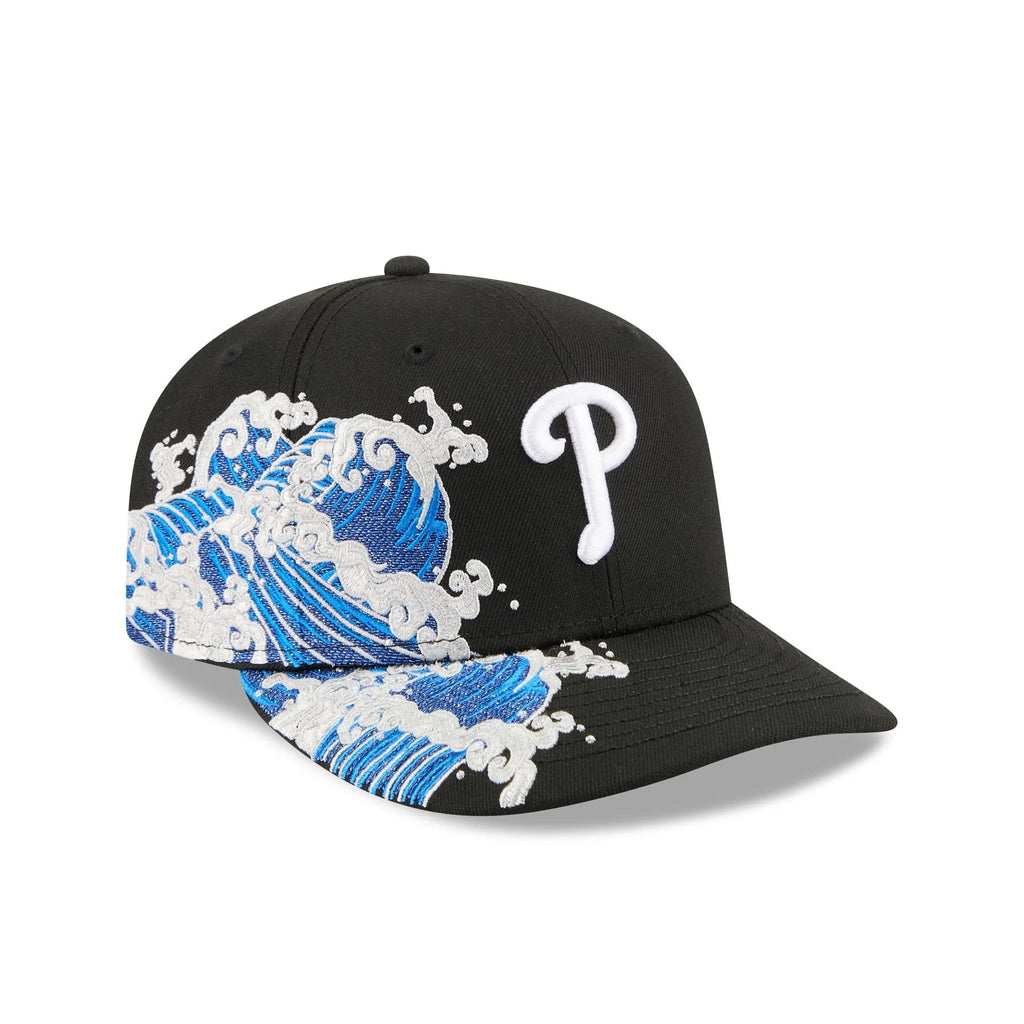 Philadelphia Phillies MLB Waves 59FIFTY Fitted New Era Black White Official Team Hat Sports Fan Cap Official MLB Team Hat Baseball Fan Cap