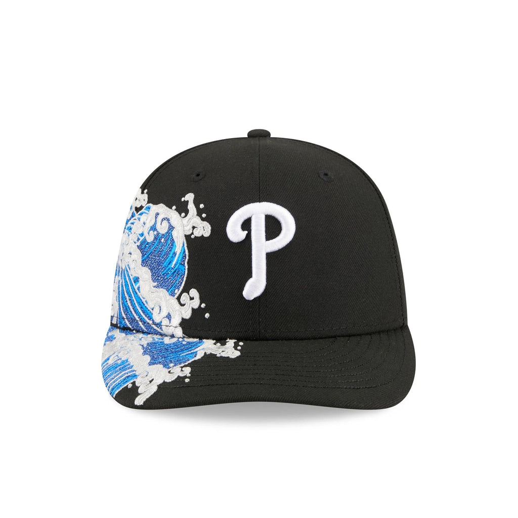 Philadelphia Phillies MLB Waves 59FIFTY Fitted New Era Black White Official Team Hat Sports Fan Cap Official MLB Team Hat Baseball Fan Cap