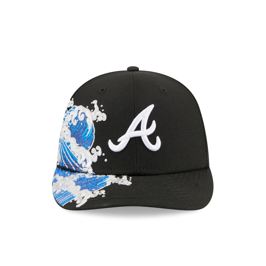 Atlanta Braves MLB Waves 59FIFTY Fitted New Era Black White Official Team Hat Sports Fan Cap Official MLB Team Hat Baseball Fan Cap
