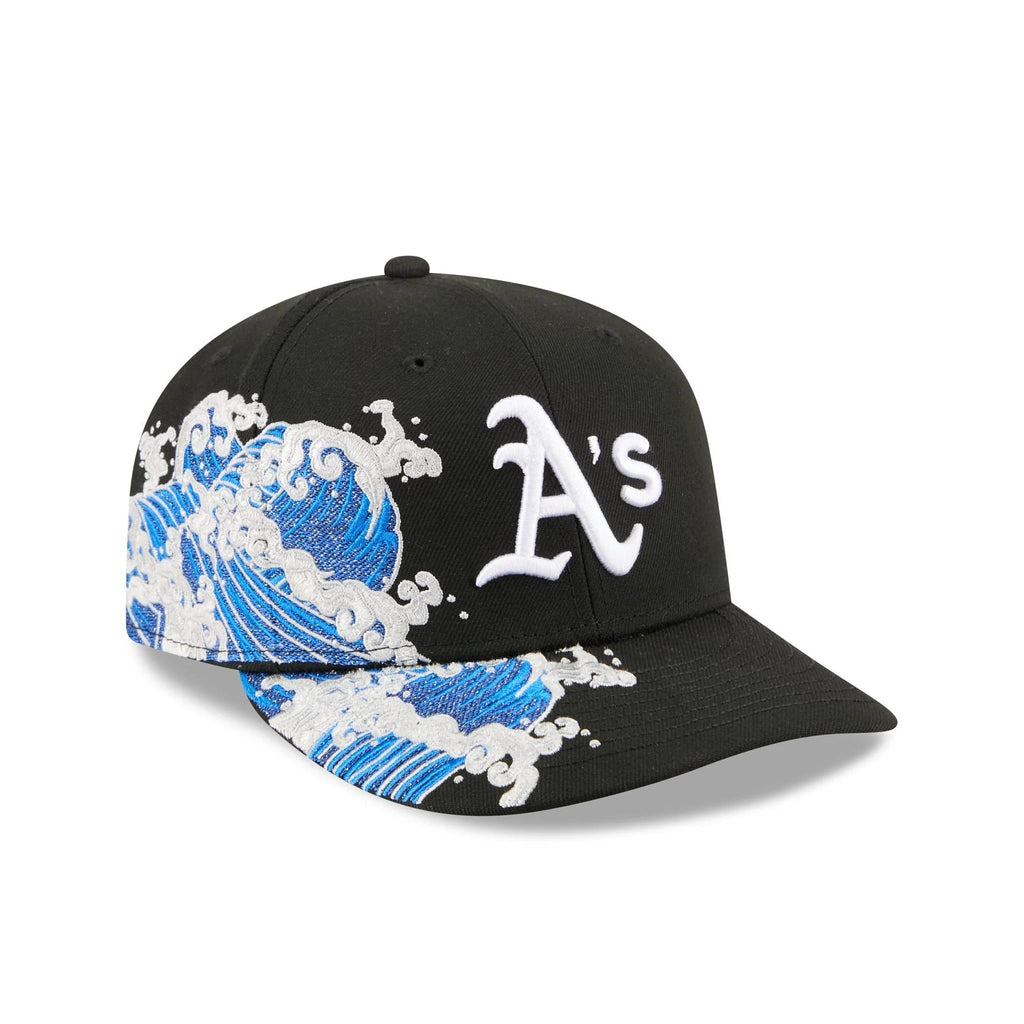 Oakland Athletics MLB Waves 59FIFTY Fitted New Era Black White Official Team Hat Sports Fan Cap Official MLB Team Hat Baseball Fan Cap