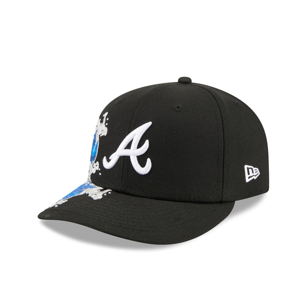 Atlanta Braves MLB Waves 59FIFTY Fitted New Era Black White Official Team Hat Sports Fan Cap Official MLB Team Hat Baseball Fan Cap