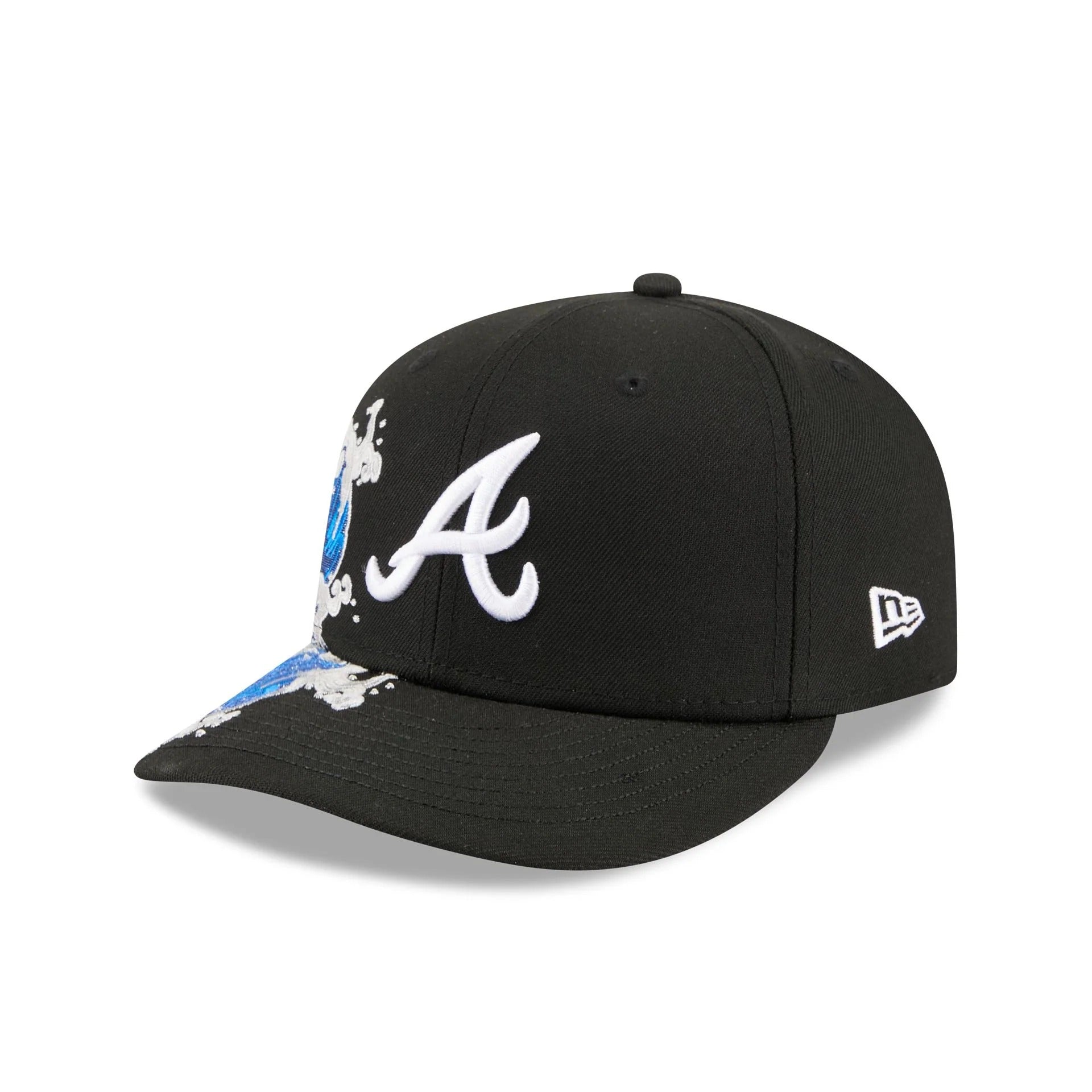 Atlanta Braves MLB Waves 59FIFTY Fitted New Era Black White Official Team Hat Sports Fan Cap Official MLB Team Hat Baseball Fan Cap
