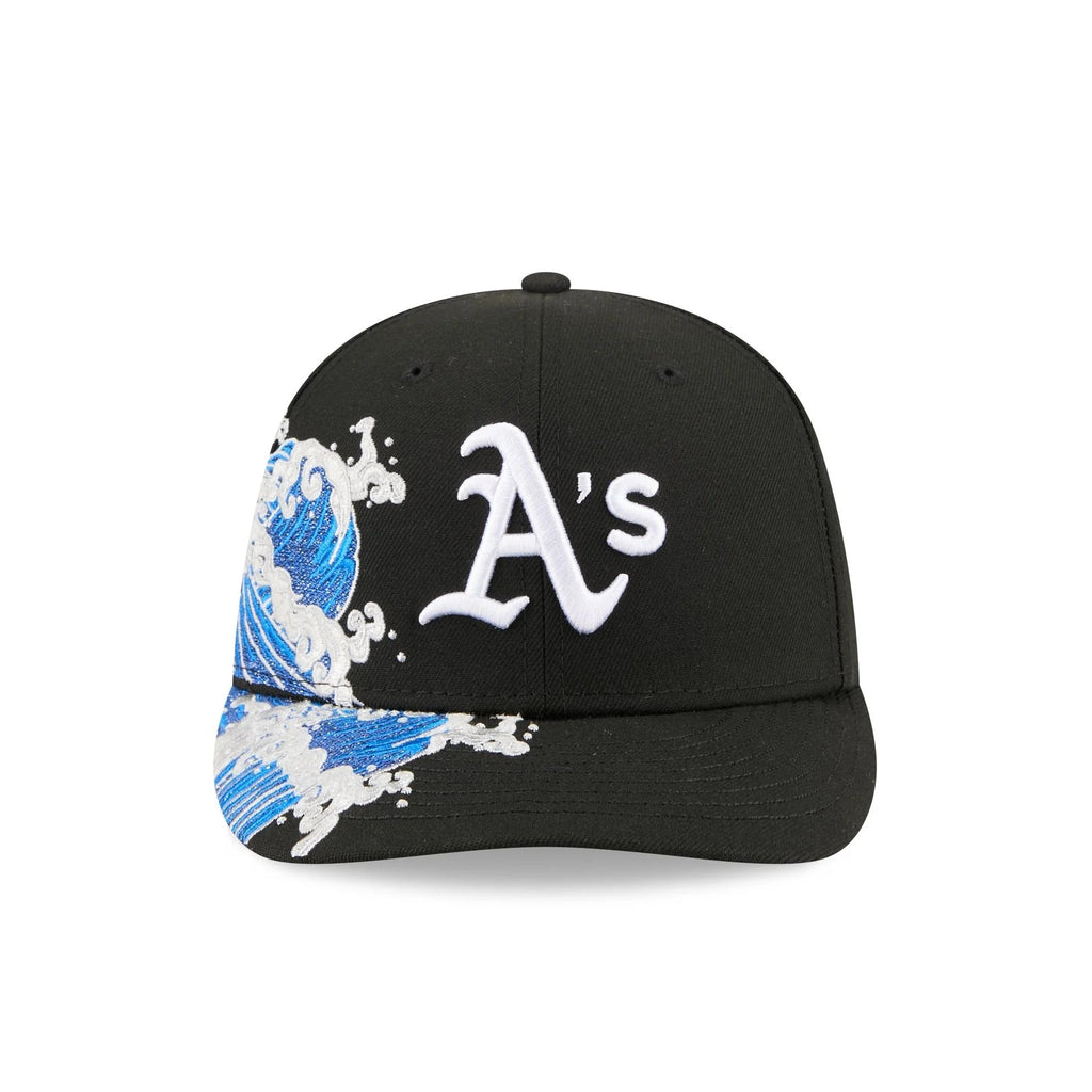 Oakland Athletics MLB Waves 59FIFTY Fitted New Era Black White Official Team Hat Sports Fan Cap Official MLB Team Hat Baseball Fan Cap