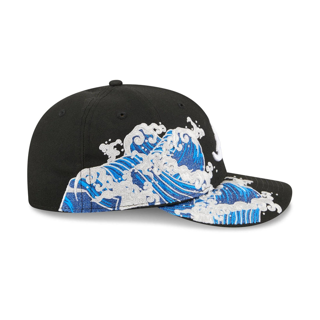Atlanta Braves MLB Waves 59FIFTY Fitted New Era Black White Official Team Hat Sports Fan Cap Official MLB Team Hat Baseball Fan Cap