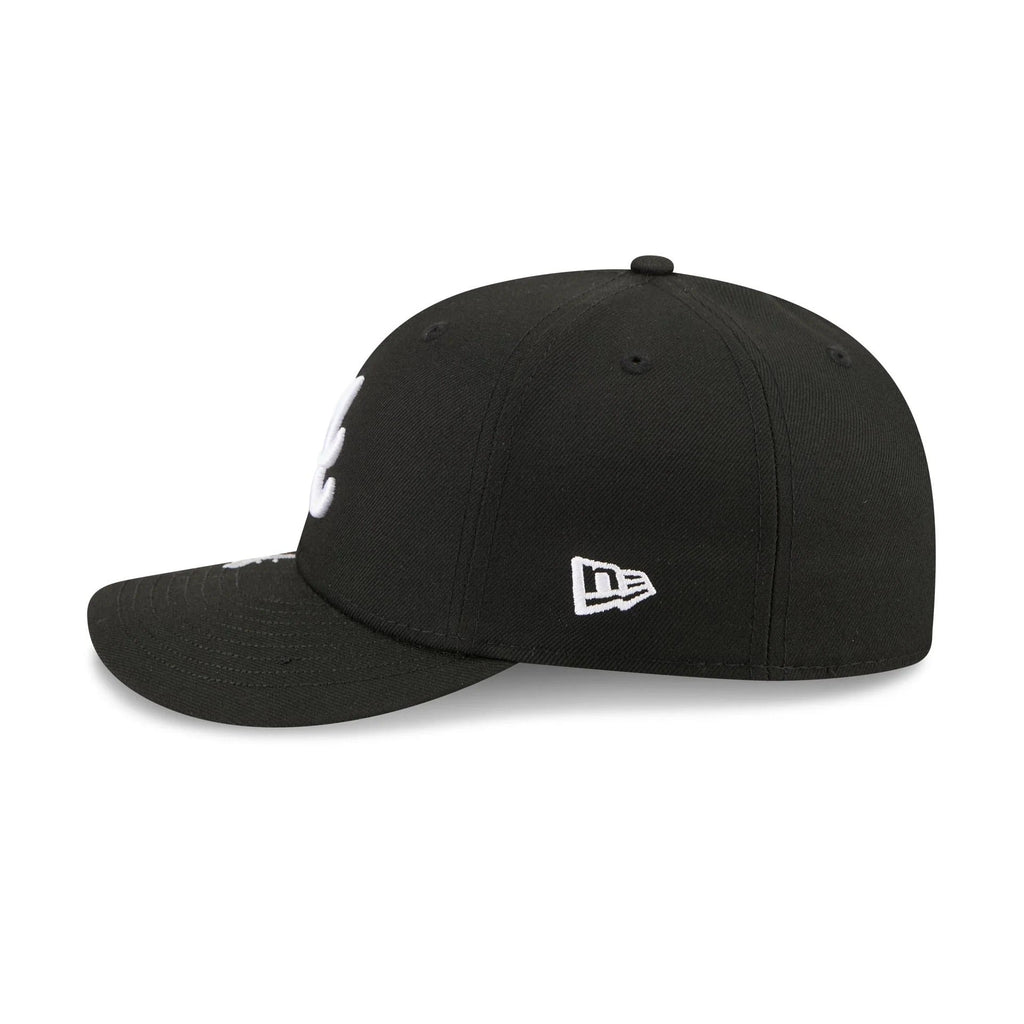 Atlanta Braves MLB Waves 59FIFTY Fitted New Era Black White Official Team Hat Sports Fan Cap Official MLB Team Hat Baseball Fan Cap